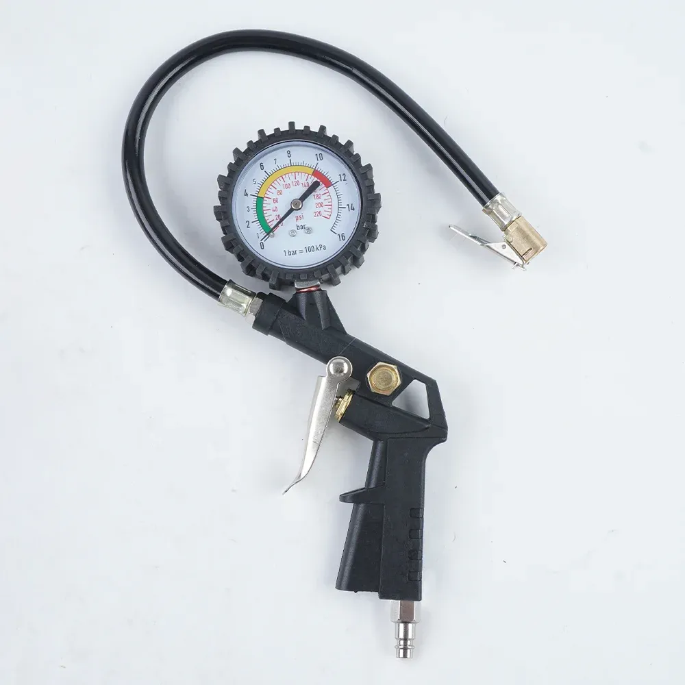 Manomètre de pression des pneus UE pour voiture, moto et SUV, pompe de gonflage 3 en 1, outil de réparation de pneus durable au design à gâchette, disponible en 4 couleurs, compatible avec compresseur d'air 6