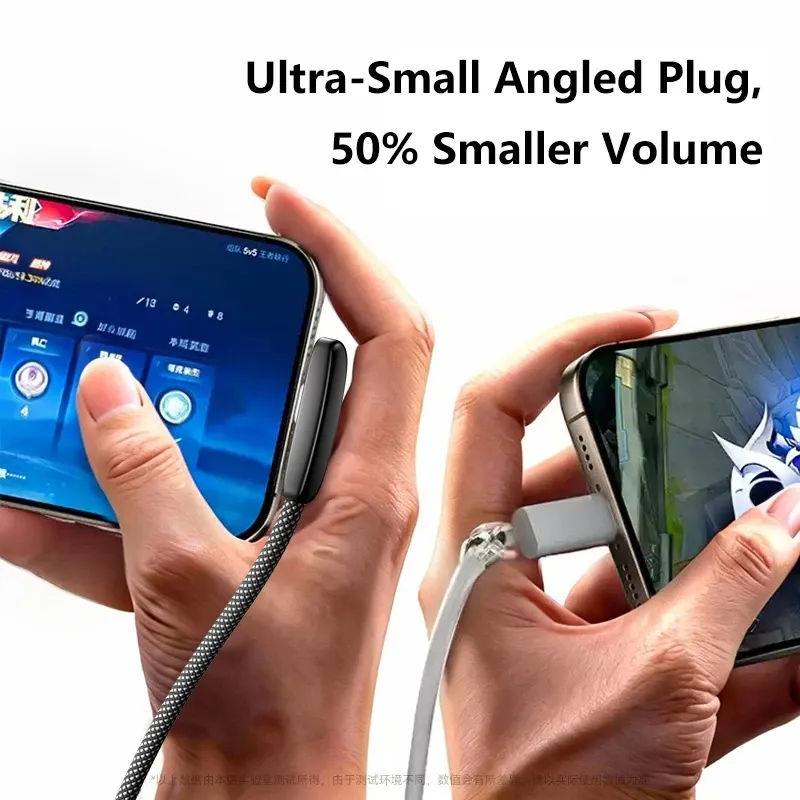 Câble de charge rapide 100 W coudé à 90 degrés USB-C, câble de données pour téléphone portable, compatible Samsung 3