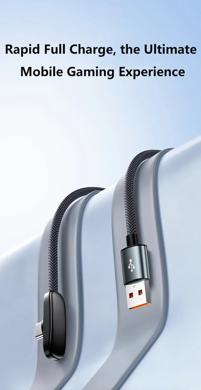 Câble de charge rapide Type-C à angle droit, vue détaillée
