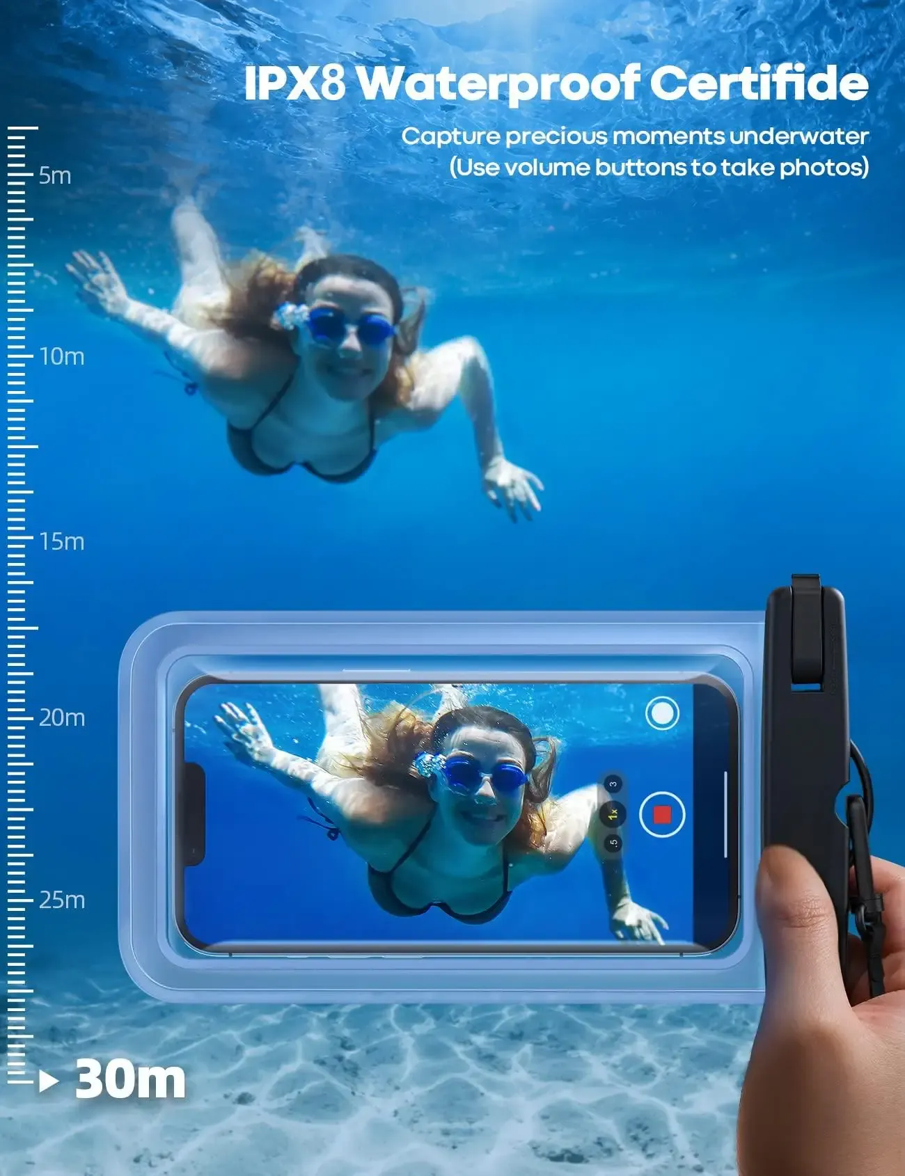 Étui étanche avec fermeture à clip verrouillable