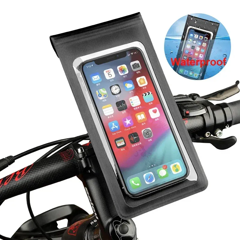 Support de téléphone portable étanche pour vélo et moto, écran tactile compatible TPU, fixation sur guidon, support smartphone 6,5" 2