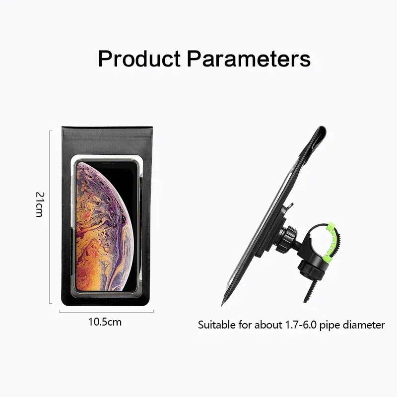 Support de téléphone étanche pour vélo, vue d'ensemble