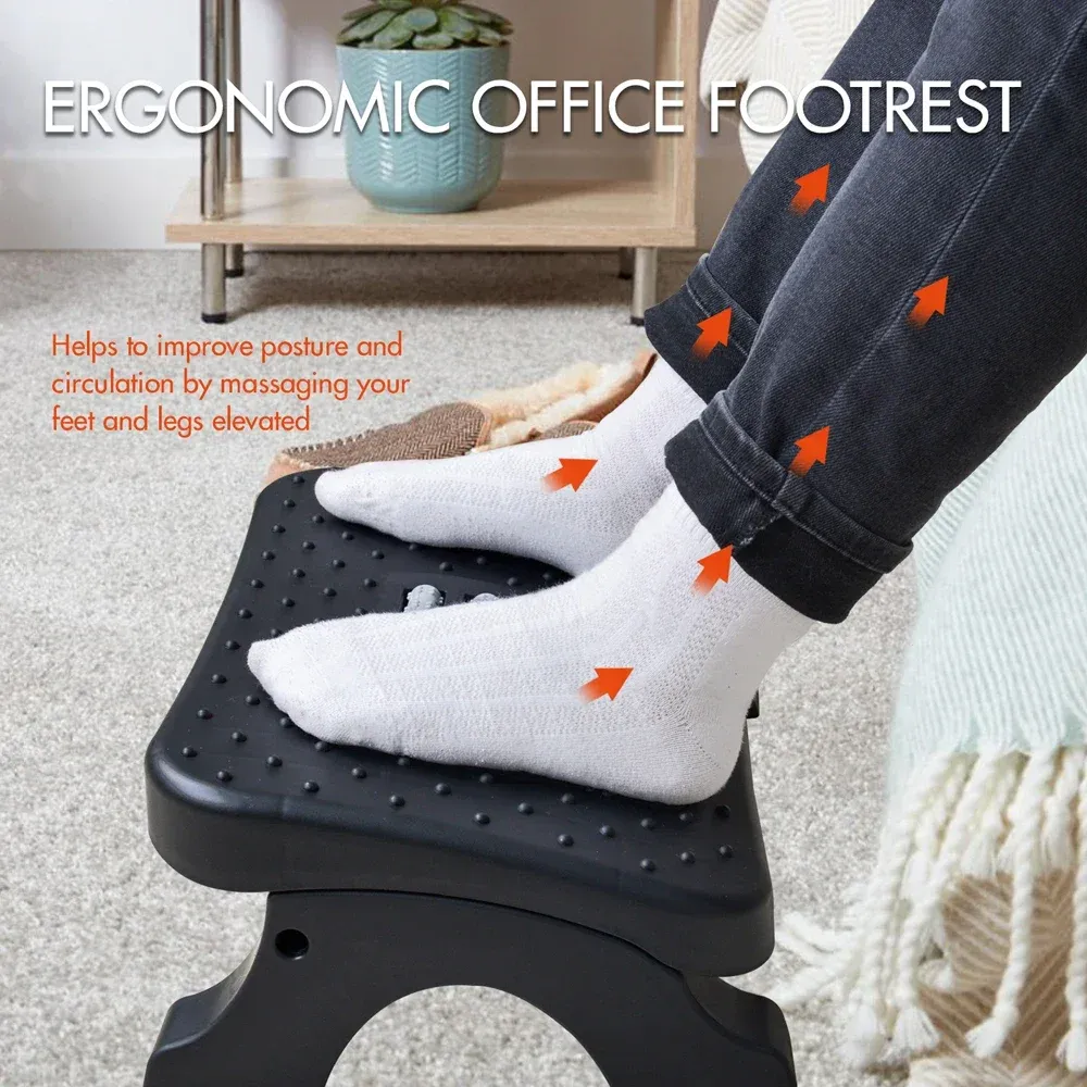 Repose-pieds ergonomique sous bureau avec rouleaux de massage, hauteur réglable et capacité de 120 lb - Image 1