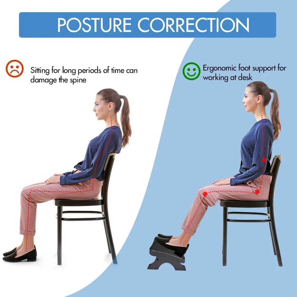 Repose-pieds ergonomique sous bureau avec rouleaux de massage, hauteur réglable et capacité de 120 lb 5