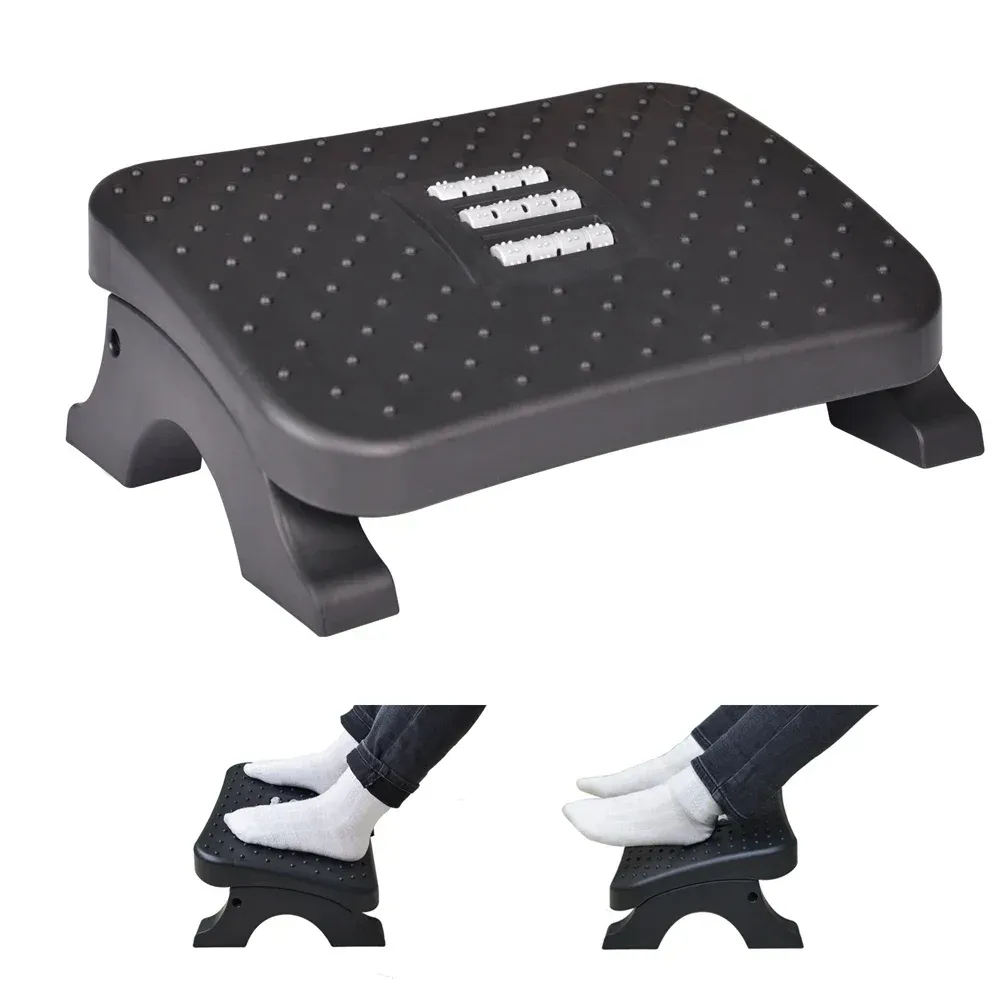 Repose-pieds ergonomique sous bureau avec rouleaux de massage, hauteur réglable et capacité de 120 lb 6