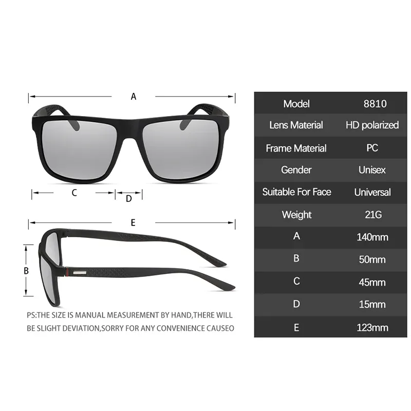 Lunettes de soleil carrées polarisées UV400, style vintage, pour le cyclisme, la conduite et les voyages 5