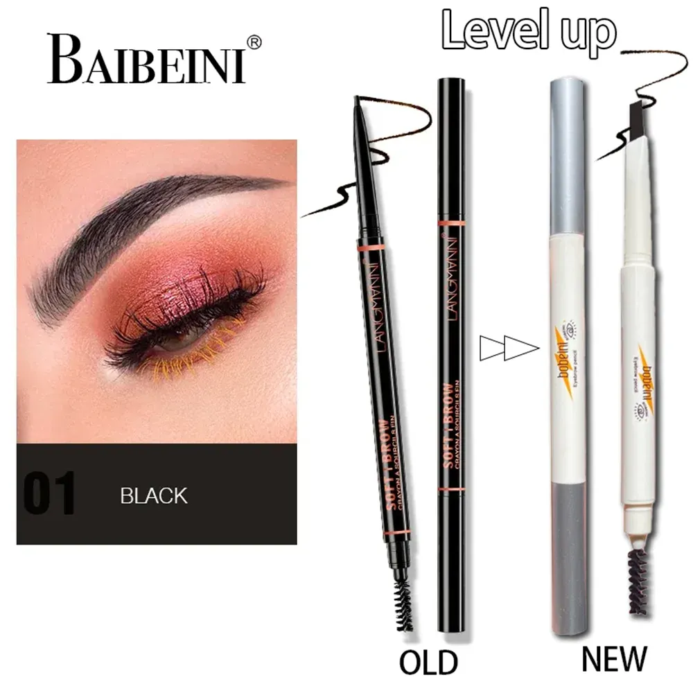 Crayon à sourcils double extrémité à tête fine, imperméable et durable, avec rotation automatique et pointe de pinceau, pour un contour naturel 9