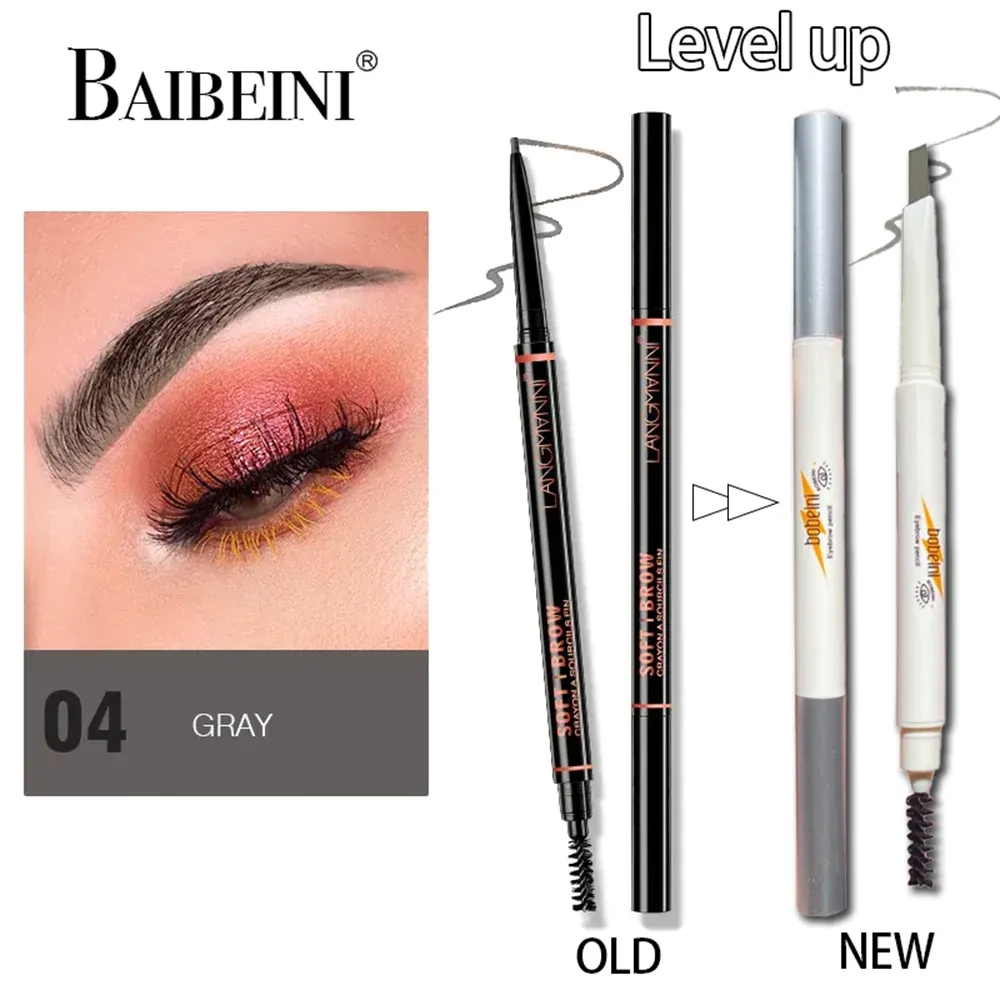Crayon à sourcils double extrémité à tête fine, imperméable et durable, avec rotation automatique et pointe de pinceau, pour un contour naturel 7