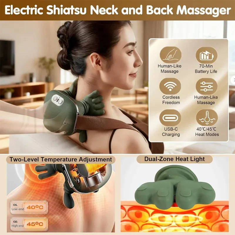 Masseur d'épaules et de cou rechargeable à pression digitale automatique 2