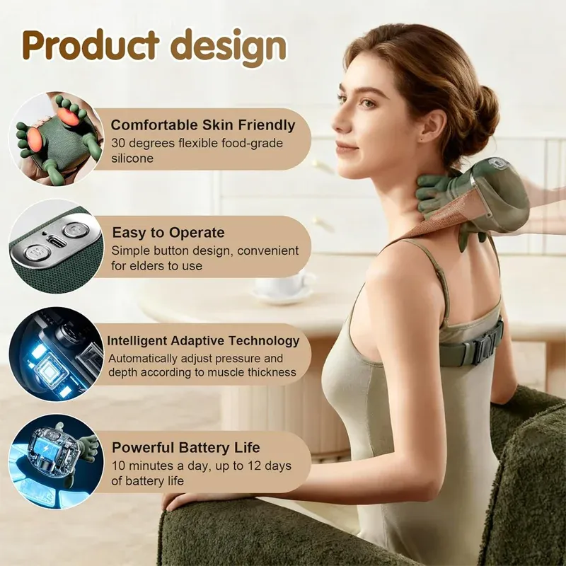 Masseur d'épaules et de cou rechargeable à pression digitale automatique 4