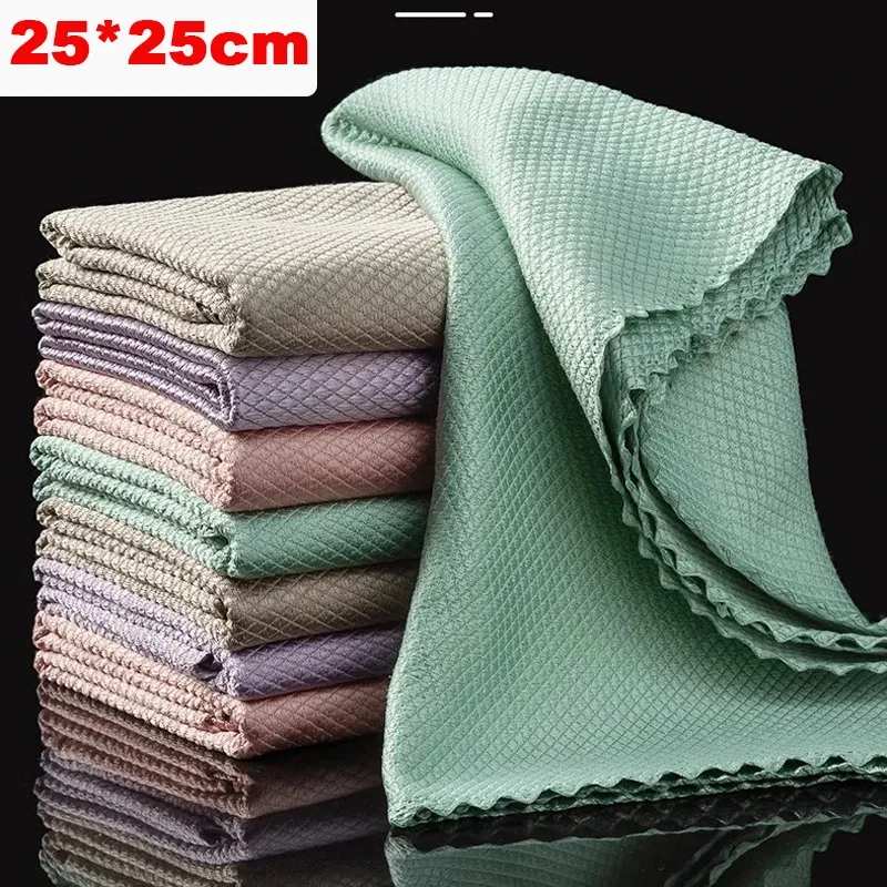 Lot de 10 ou 20 chiffons de nettoyage en microfibre sans peluches et réutilisables, pour vitres, voiture, cuisine et miroirs 8