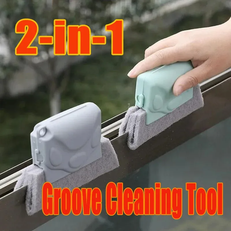 Nettoyeur de rails de fenêtre, brosse de nettoyage pour rainures de fenêtre, ensemble d'outils pour rainures de porte, nettoyeur de rails de porte coulissante, nettoyeur ménager pour interstices - Image 1