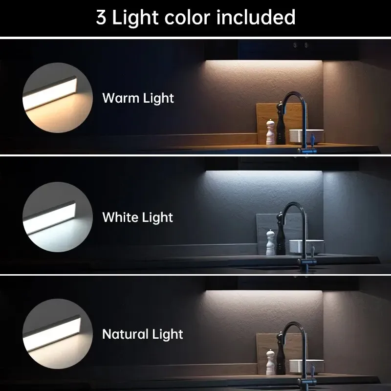 Veilleuse LED sans fil à détecteur de mouvement, rechargeable par USB, pour sous-meuble, cuisine, chambre et armoire 3