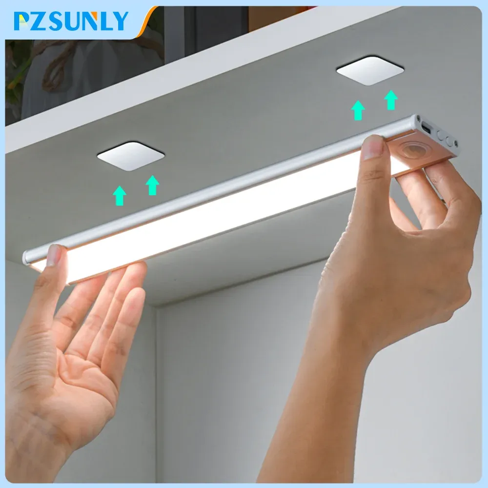 Veilleuse LED sans fil à détecteur de mouvement, rechargeable par USB, pour sous-meuble, cuisine, chambre et armoire