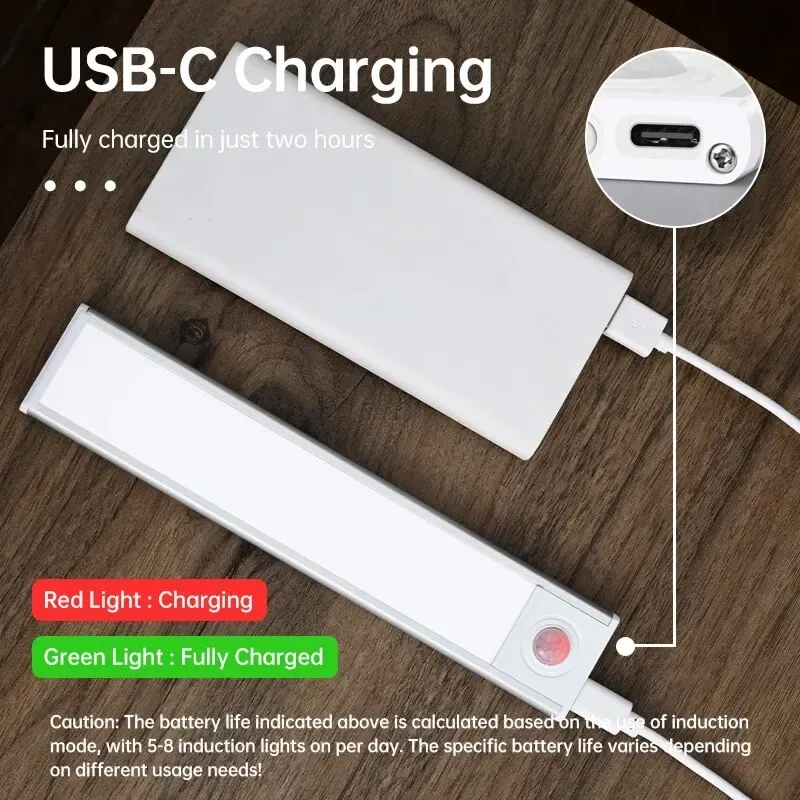 Veilleuse LED sans fil à détecteur de mouvement, rechargeable par USB, pour sous-meuble, cuisine, chambre et armoire 4