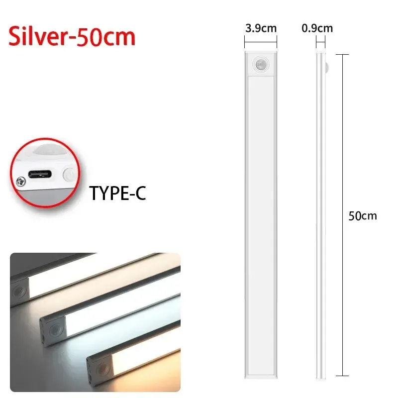 Veilleuse LED sans fil à détecteur de mouvement, rechargeable par USB, pour sous-meuble, cuisine, chambre et armoire 7