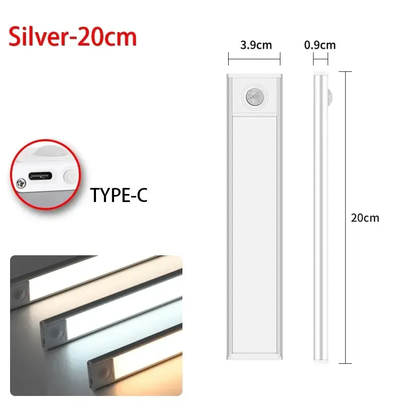 Veilleuse LED sans fil à détecteur de mouvement, rechargeable par USB, pour sous-meuble, cuisine, chambre et armoire 10