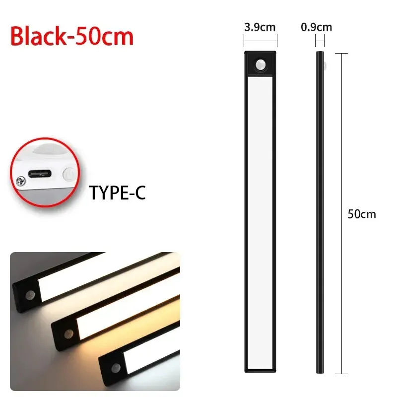Veilleuse LED sans fil à détecteur de mouvement, rechargeable par USB, pour sous-meuble, cuisine, chambre et armoire 11