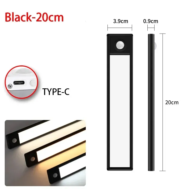 Veilleuse LED sans fil à détecteur de mouvement, rechargeable par USB, pour sous-meuble, cuisine, chambre et armoire 14