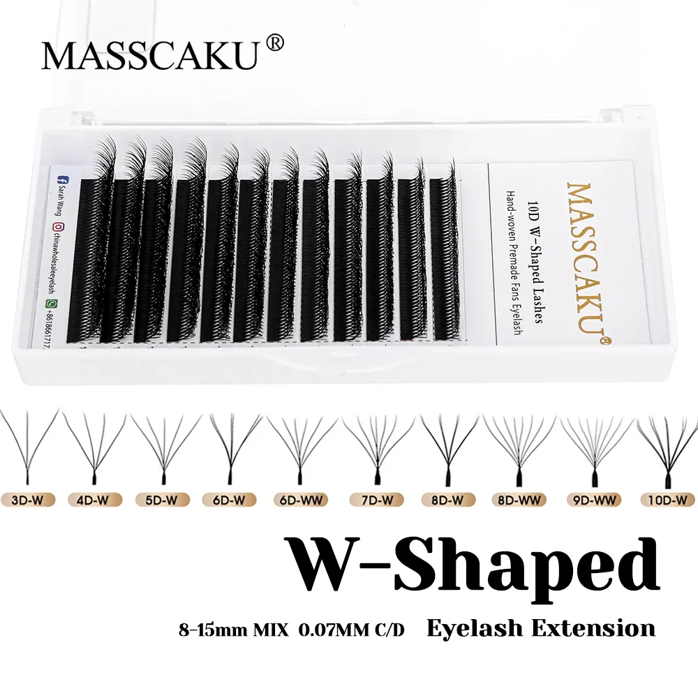 MASSCAKU Cils en vison synthétique préfabriqués, courbure C/D, volume 6D à 10D, style W, en vrac, cils individuels moelleux faciles à choisir - Image 1
