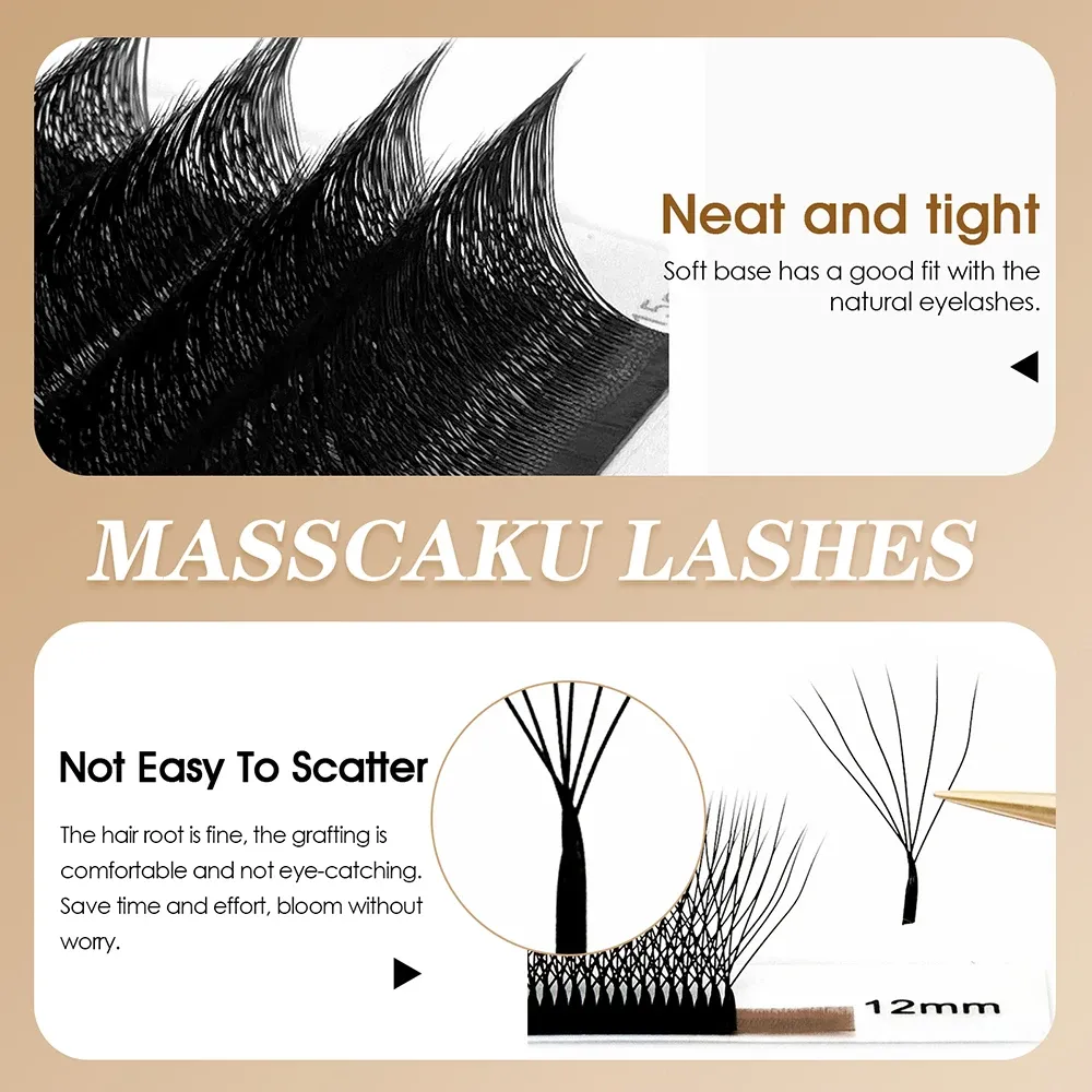 MASSCAKU Cils en vison synthétique préfabriqués, courbure C/D, volume 6D à 10D, style W, en vrac, cils individuels moelleux faciles à choisir 5