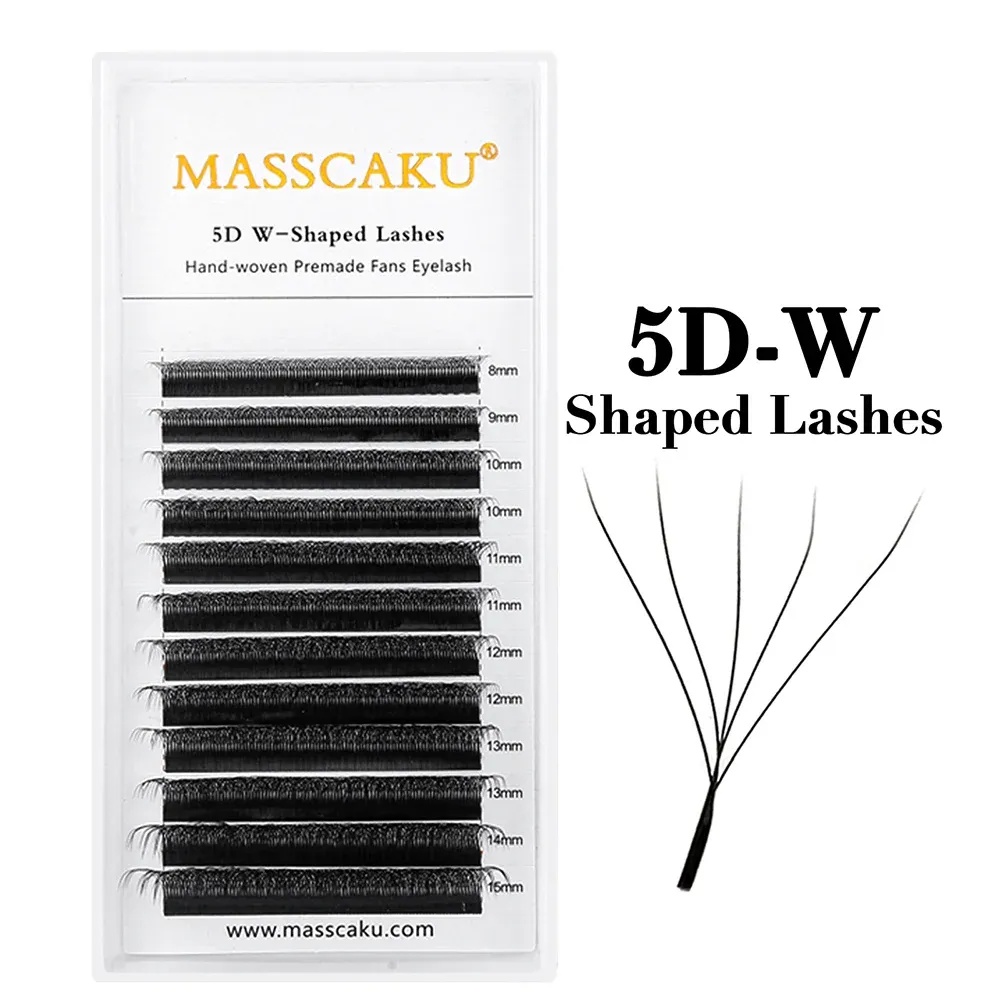 MASSCAKU Cils en vison synthétique préfabriqués, courbure C/D, volume 6D à 10D, style W, en vrac, cils individuels moelleux faciles à choisir 14