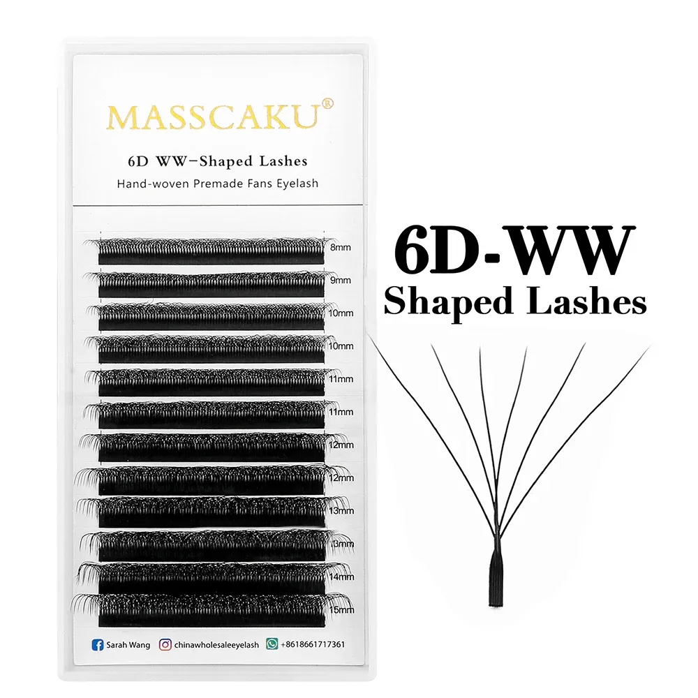 MASSCAKU Cils en vison synthétique préfabriqués, courbure C/D, volume 6D à 10D, style W, en vrac, cils individuels moelleux faciles à choisir 11