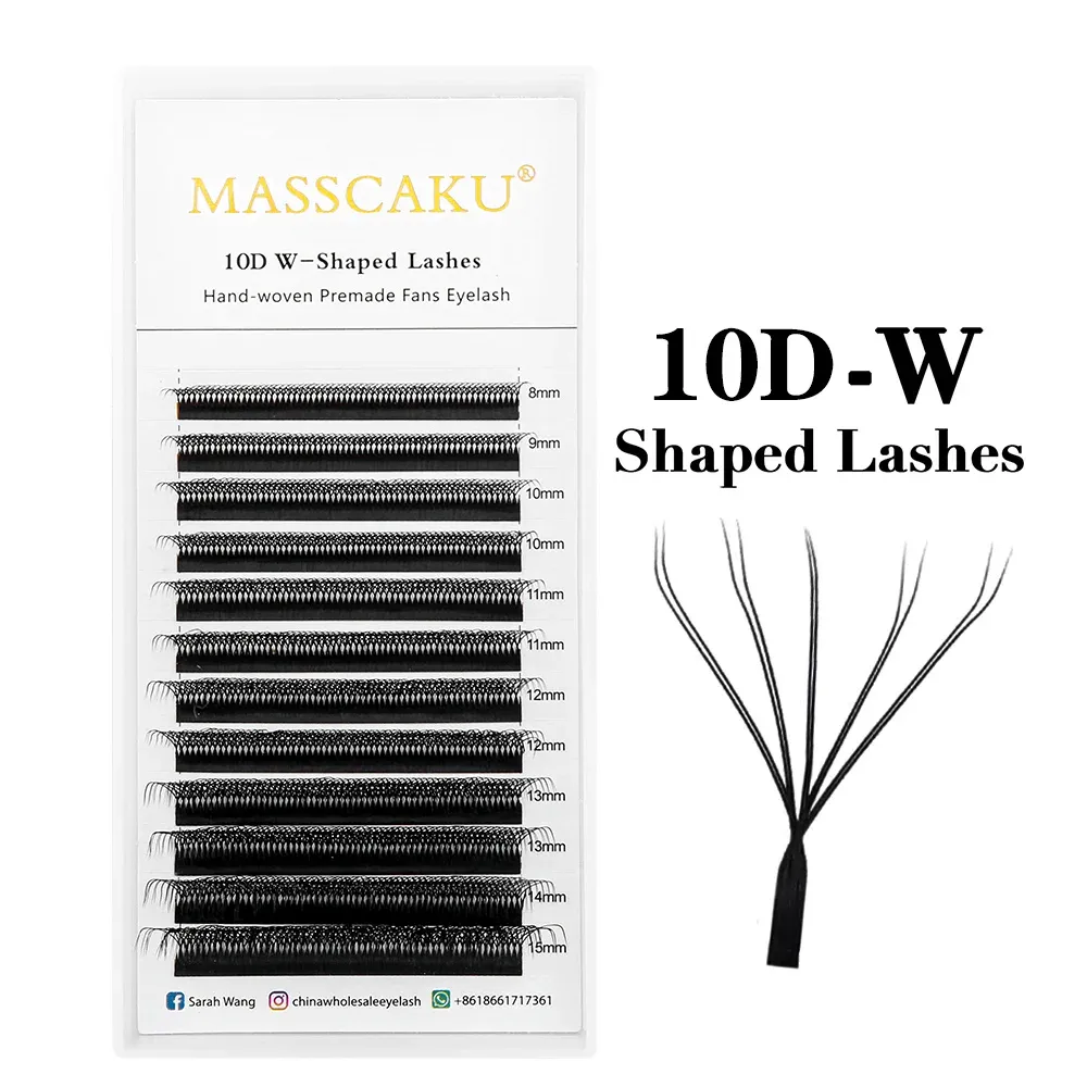 MASSCAKU Cils en vison synthétique préfabriqués, courbure C/D, volume 6D à 10D, style W, en vrac, cils individuels moelleux faciles à choisir 15