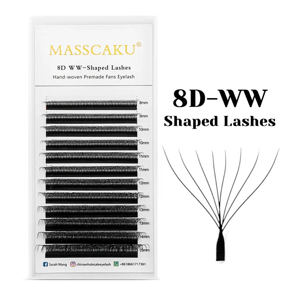 MASSCAKU Cils en vison synthétique préfabriqués, courbure C/D, volume 6D à 10D, style W, en vrac, cils individuels moelleux faciles à choisir 7