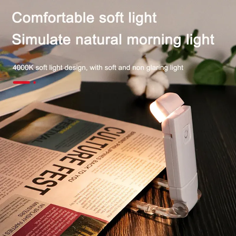 Lampe de lecture LED rechargeable USB à pince, portable, protection des yeux 5