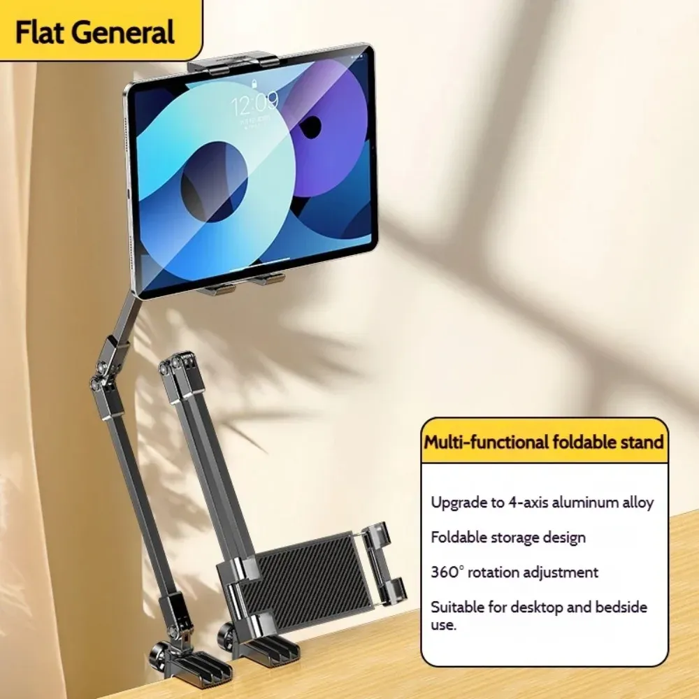 Support de tablette réglable et pliable à 3 sections pour téléphone et tablette de 5 à 12 pouces, compatible iPad Pro, iPad mini et Xiaomi 7