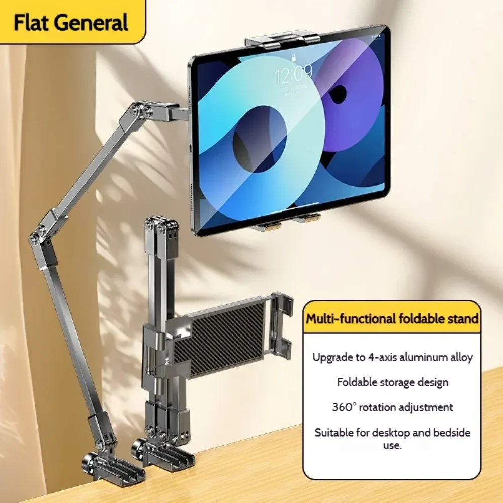 Support de tablette réglable et pliable à 3 sections pour téléphone et tablette de 5 à 12 pouces, compatible iPad Pro, iPad mini et Xiaomi 9