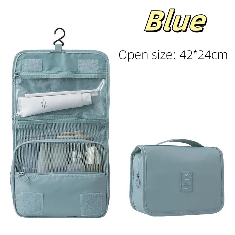Trousse de maquillage de voyage étanche pour femme, organisateur de toilette avec crochet 12