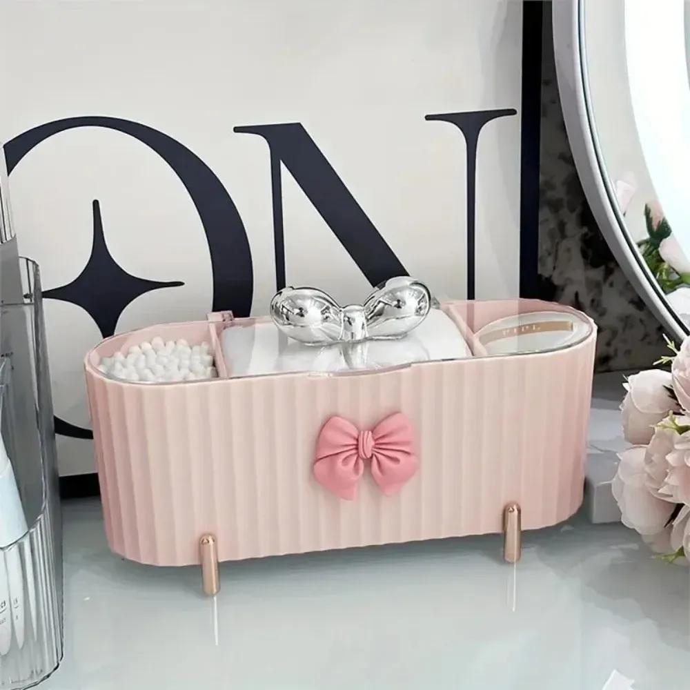 Organisateur de maquillage à 3 niveaux, boîte de rangement à couvercle transparent et grande capacité pour cotons-tiges, éponges, poudres et cosmétiques 8