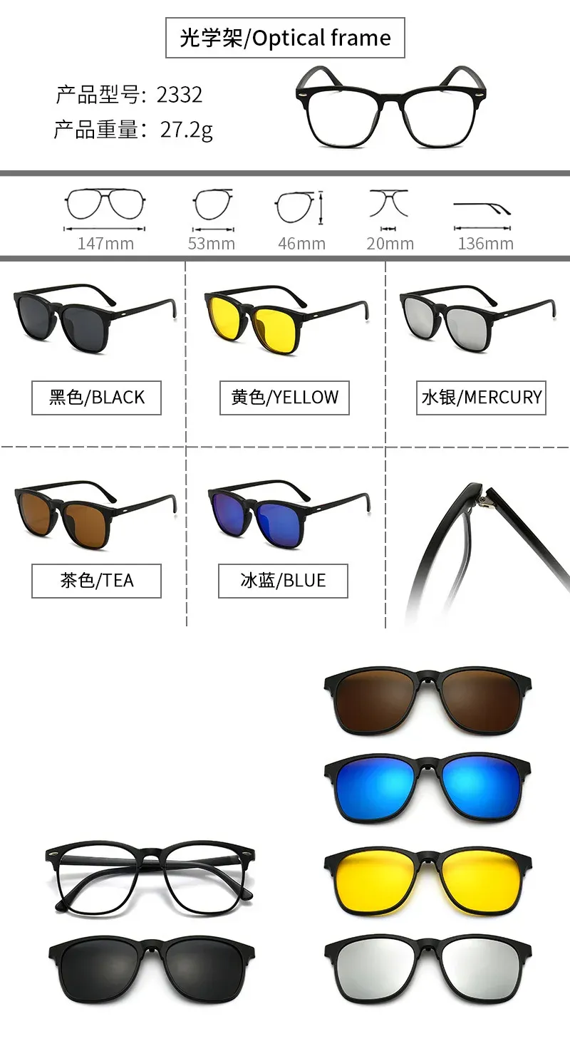 Lunettes carrées polarisées, vue de côté