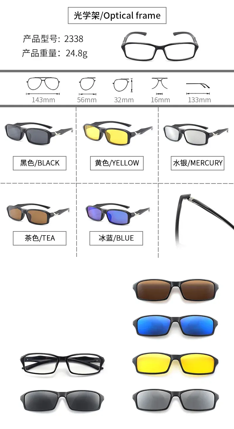 Lunettes carrées polarisées, détail du clip