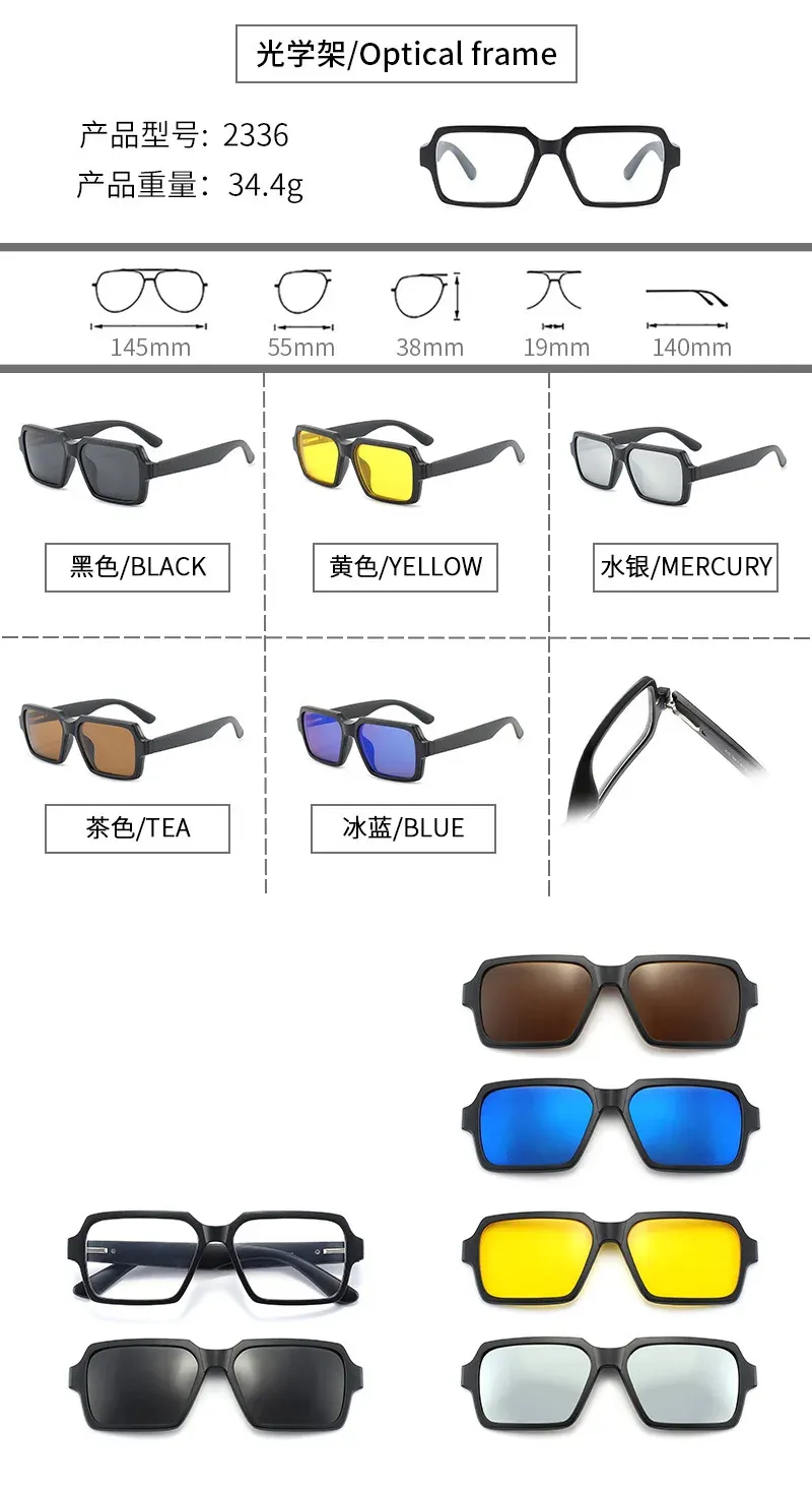 Lunettes carrées polarisées, portées en extérieur