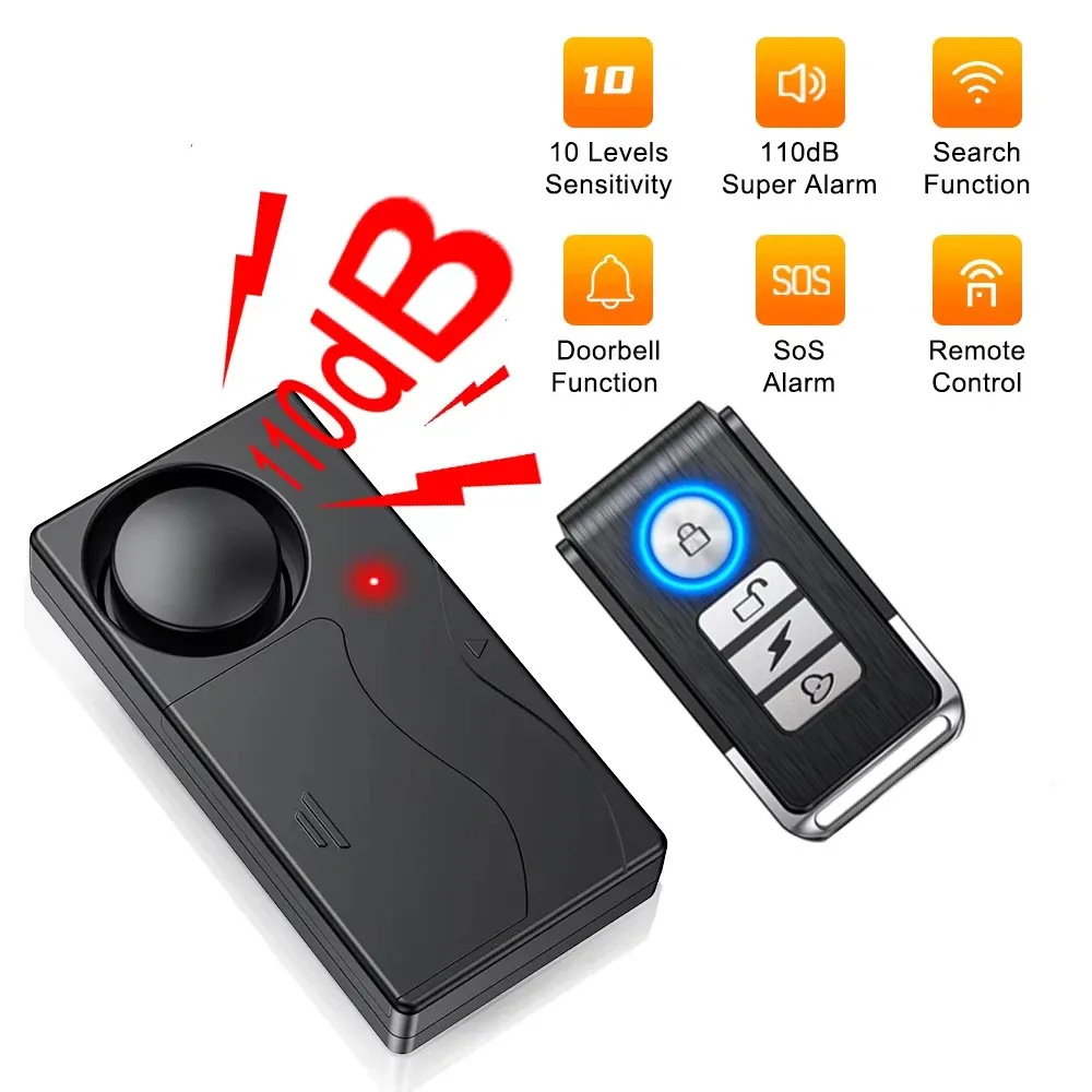 Awapow – Alarme antivol sans fil pour porte et fenêtre, capteur de vibrations, télécommande 110 dB 9