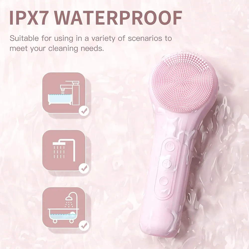 Brosse nettoyante sonique pour le visage étanche, rechargeable, exfoliante et vibrante, pour un nettoyage en profondeur, outil de soin de la peau 3