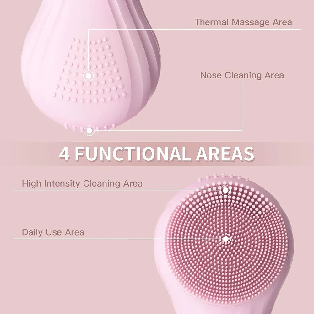Brosse nettoyante sonique pour le visage étanche, rechargeable, exfoliante et vibrante, pour un nettoyage en profondeur, outil de soin de la peau 4