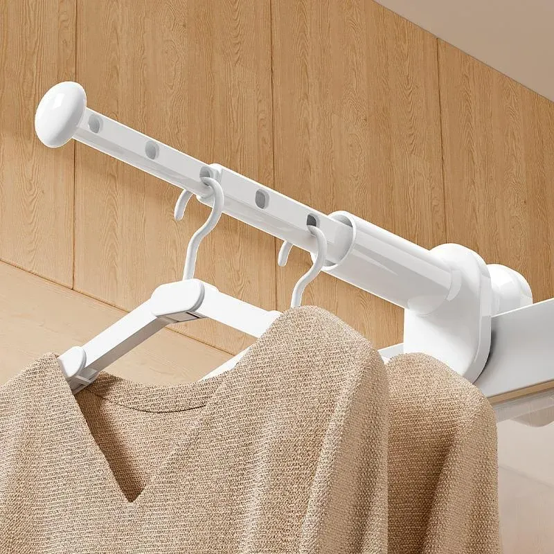 Séchoir à linge rétractable et pliable, idéal pour balcon, sans perçage, fixation par pression, parfait pour les voyages et les déplacements professionnels.