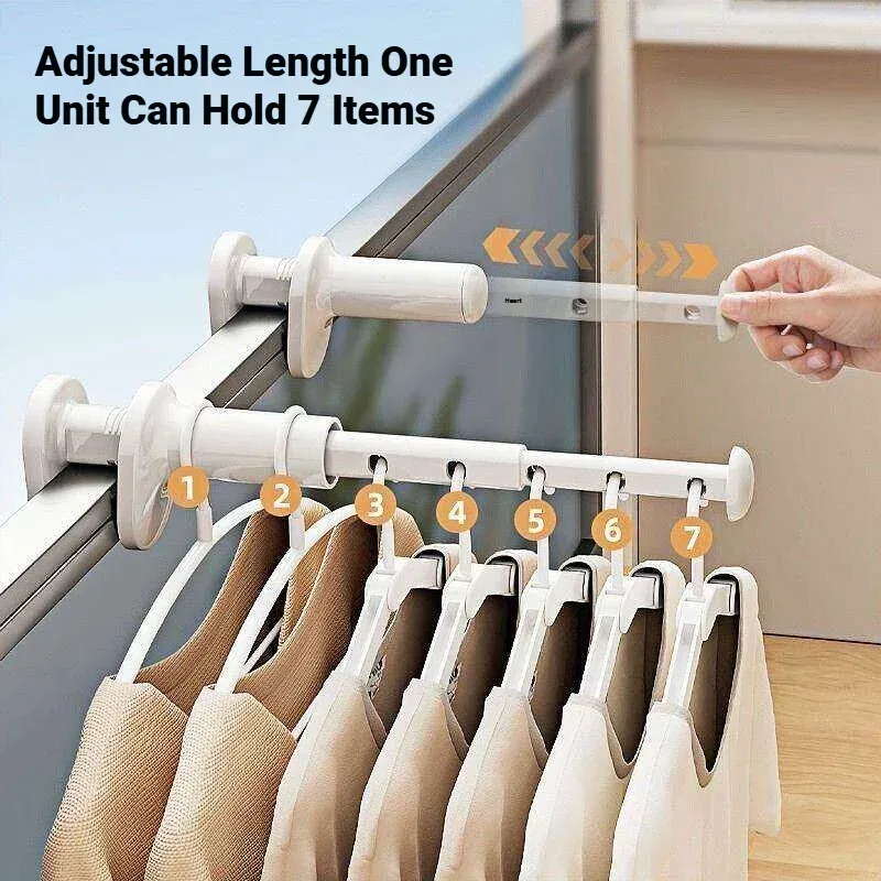 Séchoir à linge rétractable et pliable, idéal pour balcon, sans perçage, fixation par pression, parfait pour les voyages et les déplacements professionnels. 2