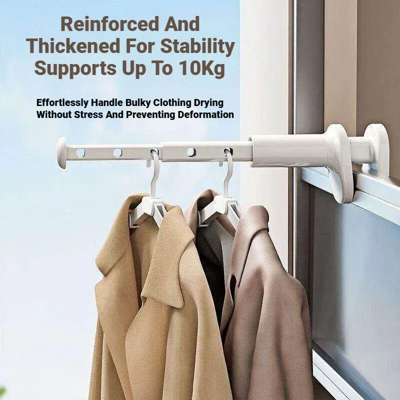 Séchoir à linge rétractable et pliable, idéal pour balcon, sans perçage, fixation par pression, parfait pour les voyages et les déplacements professionnels. 4