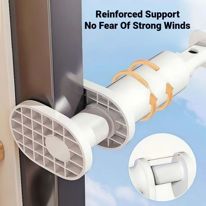 Séchoir à linge rétractable et pliable, idéal pour balcon, sans perçage, fixation par pression, parfait pour les voyages et les déplacements professionnels. 5