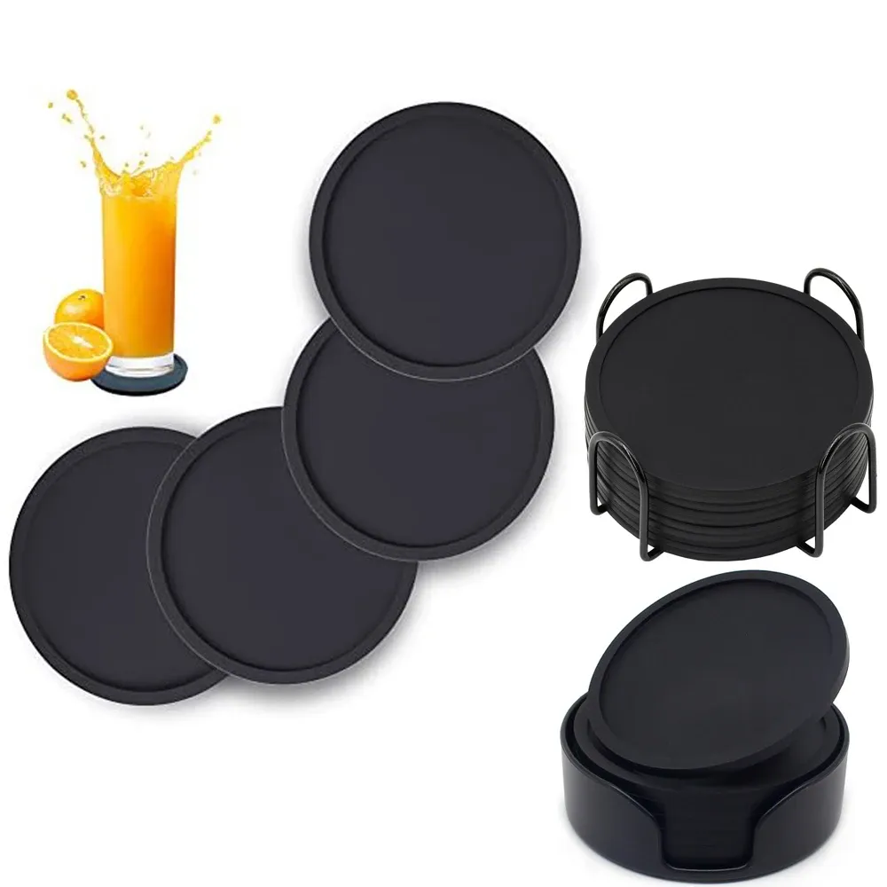 Sous-verres en silicone avec support, pour boissons chaudes ou froides, antidérapants et antiadhésifs - Image 1