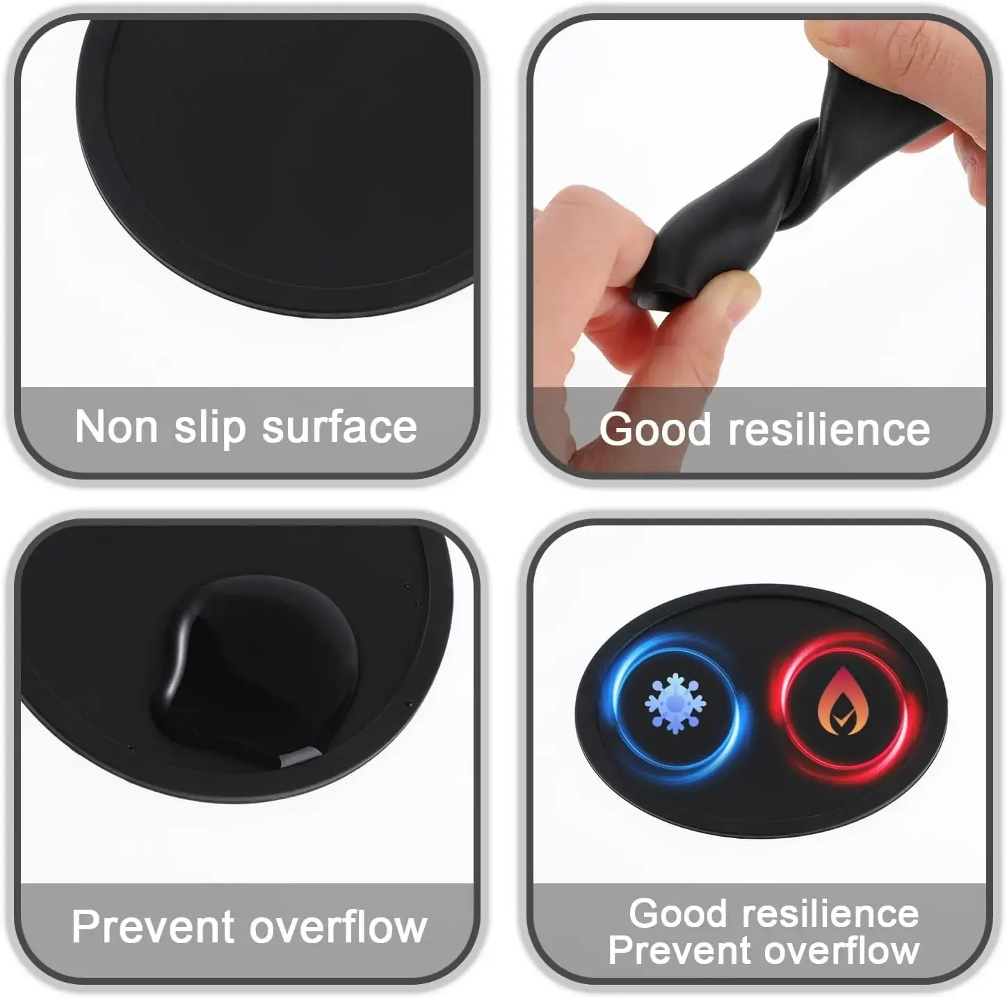 Sous-verres en silicone avec support, pour boissons chaudes ou froides, antidérapants et antiadhésifs 3