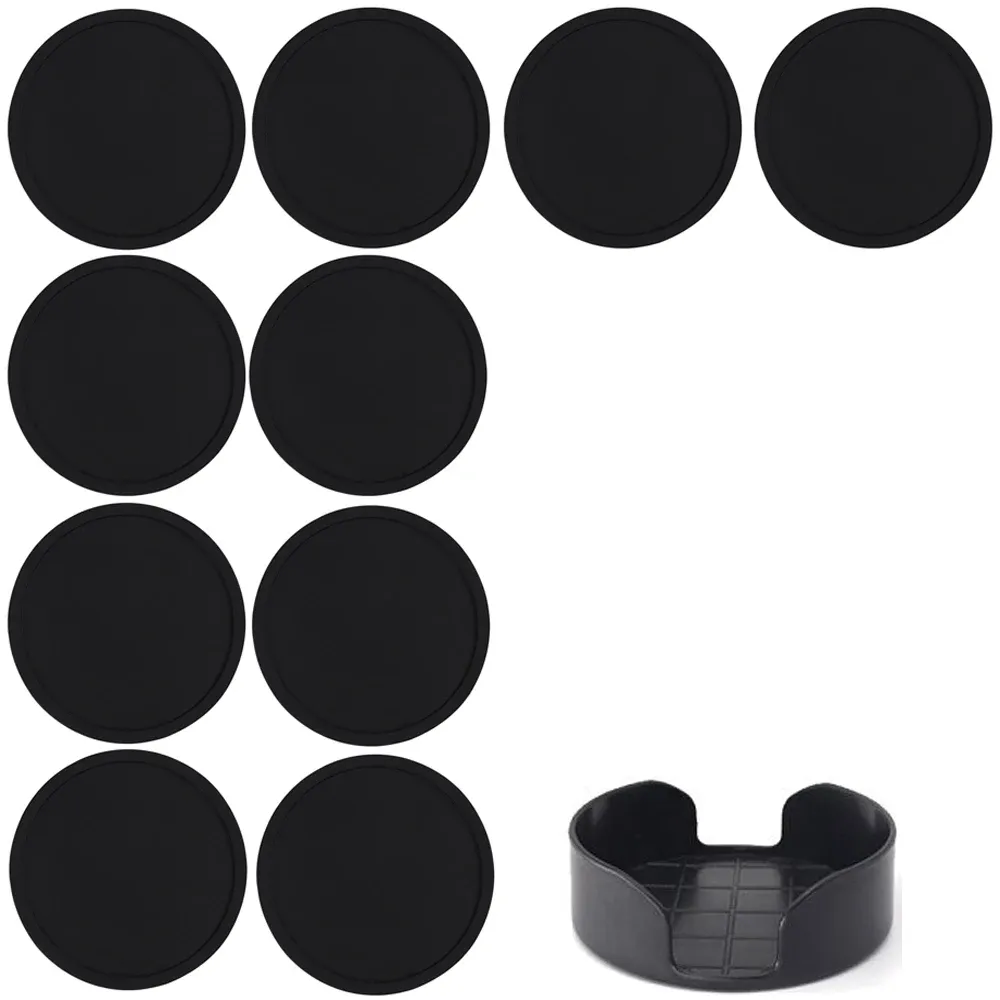 Sous-verres en silicone avec support, pour boissons chaudes ou froides, antidérapants et antiadhésifs 11