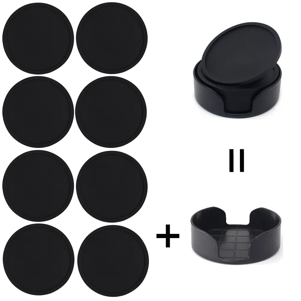 Sous-verres en silicone avec support, pour boissons chaudes ou froides, antidérapants et antiadhésifs 14