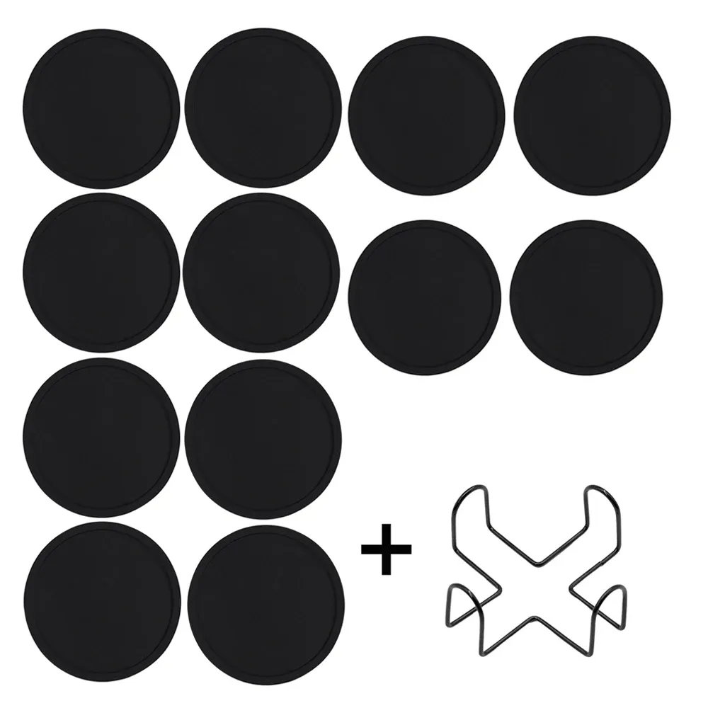 Sous-verres en silicone avec support, pour boissons chaudes ou froides, antidérapants et antiadhésifs 10