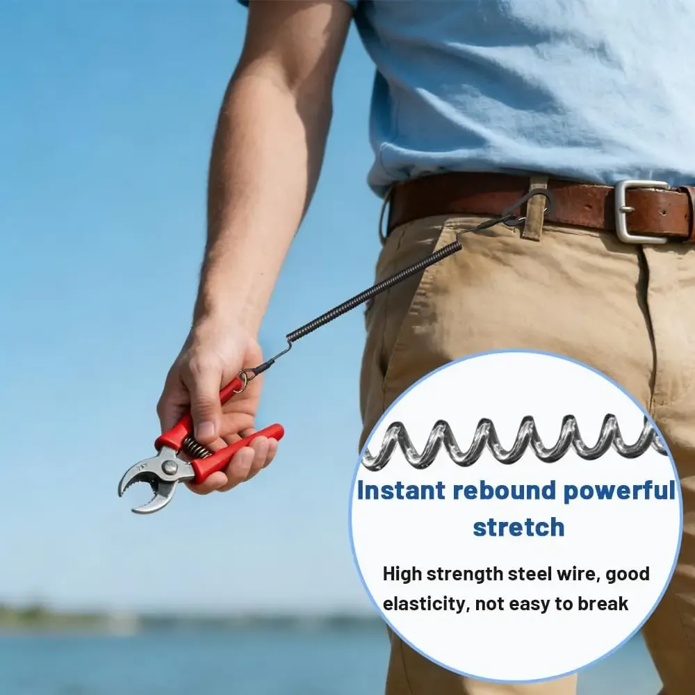 Cordon de sécurité rétractable pour téléphone avec patch adhésif, bracelet de poignet et mousqueton porte-clés 4
